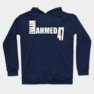 Enaam Ahmed '23 white text Hoodie